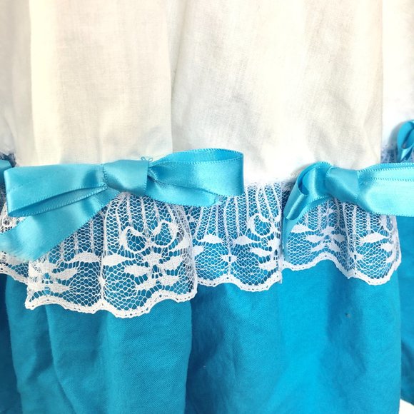 Vintage Blue and White Lace with Bows Square Dance Skirt - Picture 3 of 5